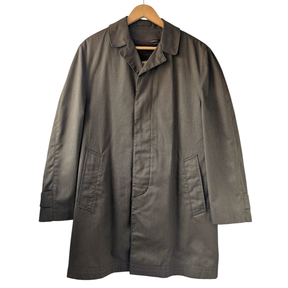 Vintage Fur Lined Olive Green Single Breasted Trench Coat